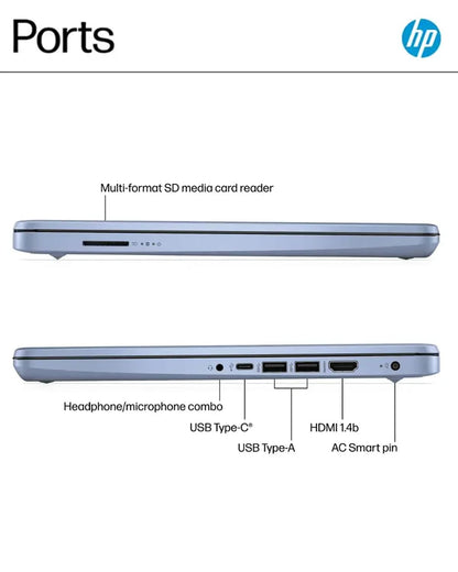 HP Business Student Laptop Computer - Windows 11 Pro & Microsoft Office Lifetime | 14 inch HD | AI-Powered, 12 Hr Batter N-Serious Laptop| 16GB RAM, 128GB UFS, 256GB Extend Micro SD | Blue