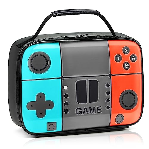 Hairao Kids Lunch Box, Boys Lunch Box Game Leather Lunch Bag for School, Picnic Hiking Beach Travel Office, Waterproof Leakproof Lunch Bento Box, Leather Lunch Box