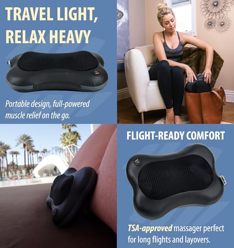Zyllion ZMA-13 Back and Neck Massager with Heat for Pain Relief, Black