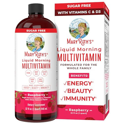 Multivitamin Multimineral for Women Men & Kids by MaryRuth's | No Added Sugar | Vegan Liquid Vitamins for Adults & Kids | Mens, Womens Multivitamin | Energy & Beauty Booster | Non-GMO | 32 Fl Oz