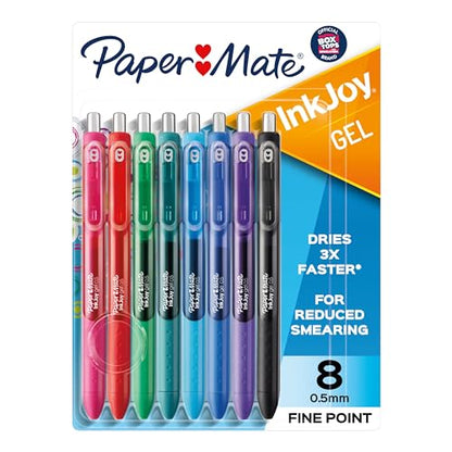 Paper Mate Gel Pens InkJoy Pens, Fine Point, Assorted Colors, 8 Count