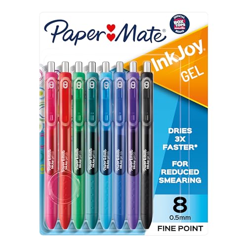 Paper Mate Gel Pens InkJoy Pens, Fine Point, Assorted Colors, 8 Count