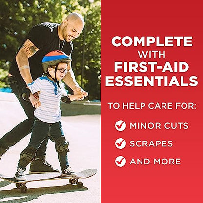 Johnson & Johnson All-Purpose Portable Compact First Aid Kit for Minor Cuts, Scrapes, Sprains & Burns, Ideal for Home, Car, Travel, Camping and Outdoor Emergencies, 160 pieces