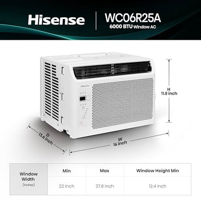 Hisense WC06R25A Window Air Conditioner, 6,000 BTU, White