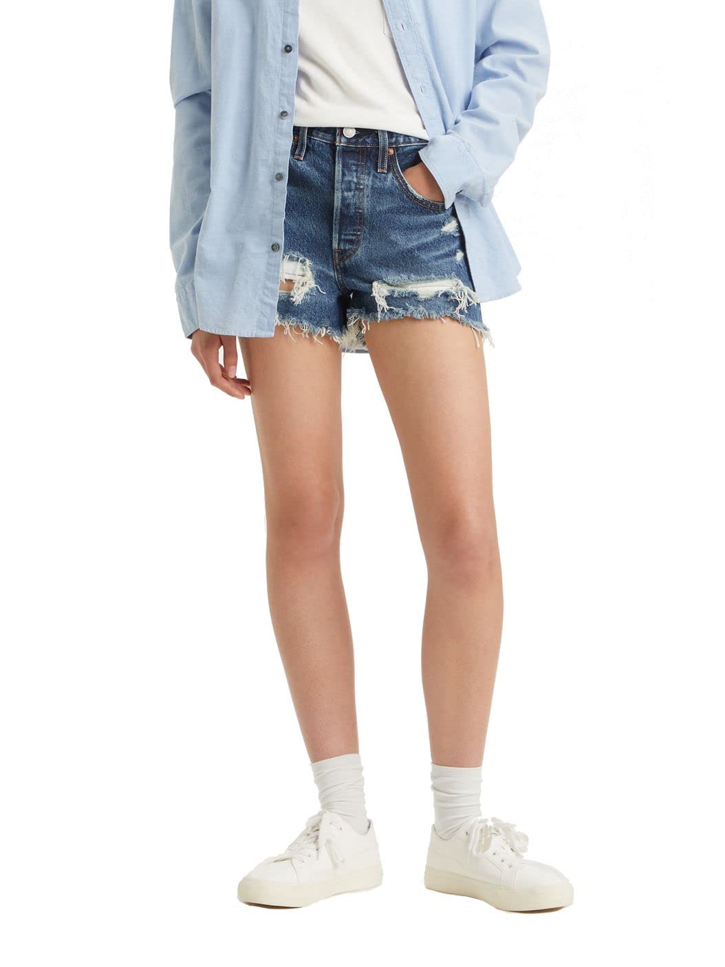 Levi's Women's 501 Original Shorts (Also Available in Plus), Dark Indigo Destructed, 30