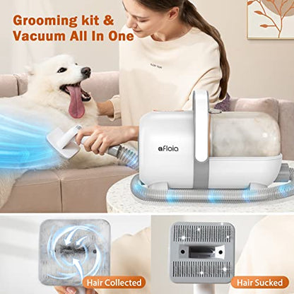 Afloia Dog Grooming Kit, Pet Grooming Vacuum & Dog Clippers Nail Trimmer Grinder & Dog Brush for Shedding with 6 Pet Grooming Tools, Low Noise Dog Hair Remover Pet Grooming Supplies for Dog Cat