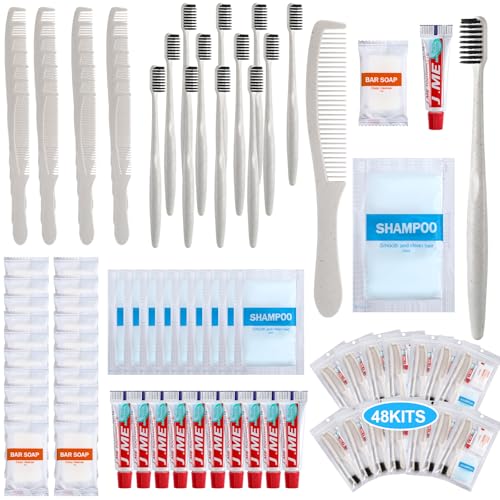 Hushee 48 Kits Homeless Hygiene Kits, Homeless Care Package, White | Personal Hygiene Kit in Bulk, Include Shampoo Toothbrush Toothpaste Comb and Bath, Travel Charity Business Supplies