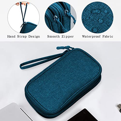 Skycase Travel Cable Organizer,Electronics Accessories Cases, All-in-One Storage Bag,[Waterproof] Accessories Carry Bag for USB Data Cable,Earphone Wire,Power Bank, Phone,Green