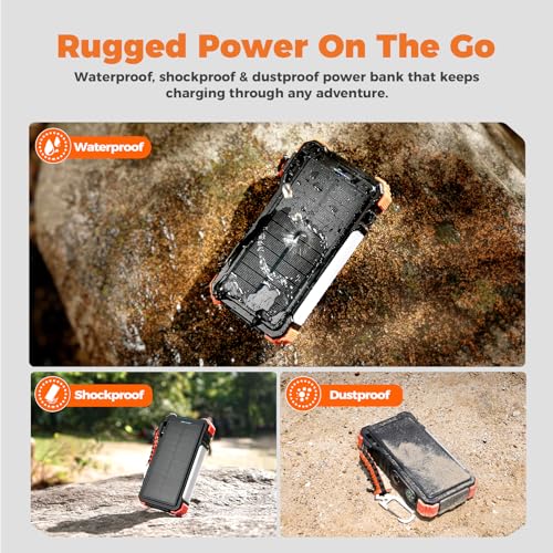 BLAVOR Solar Power Bank 20000mAh Built-in Cables, Wireless Charger for Apple Watch, 20W Fast Charging Battery Pack with USB C, Flashlight, Solar Charger for iPhone, iPad, iWatch, Samsung