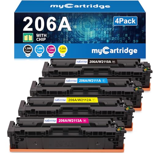 206A Toner Cartridges 4 Pack (with Chip) Compatible Replacement for HP 206A 206X for Color Laserjet Pro MFP M283fdw M283cdw M283fdn M282nw Pro M255dw M255nw M283 M255 Printer W2110A W2110X High Yield