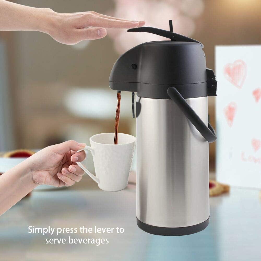 TOMAKEIT Airpot Coffee Dispenser Thermal with Pump,3L/102 Oz Insulated Stainless Steel Large Airpot Coffee Carafe Lever Action for Hot/Cold Water,Thermos for Coffee Hot Cocoa for Parties