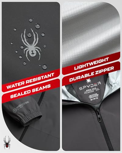 Spyder Mens Rain Jacket - Waterproof Lightweight Hooded Windbreaker