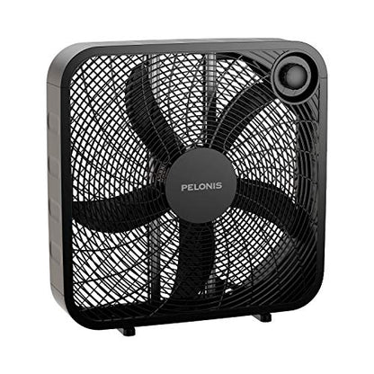 PELONIS 3-Speed Box Fan For Full-Force Circulation With Air Conditioner, Upgrade Floor Fan, Black, medium