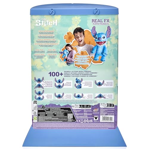 WOW! Stuff: RealFX Disney Stitch Plush from Lilo & Stitch- 18" Animatronic Plush, 100+ Action & Sound Combinations, Looks-Feels-Sounds Realistic! Stuffed Animal Plush, Ages 6+