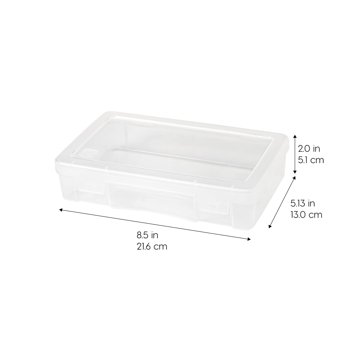 IRIS USA Pencil Case Box Storage Container for Organizing with Snap Lid, 10-Pack, Big Capacity Stackable Plastic Pen Pouch for Craft Hobby Art Supplies Journaling Stationery Sticker, Clear, Medium