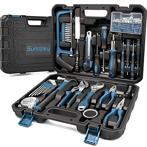 Sundpey 148 Pcs Portable Basic Hand Repair Home Tool Kit Set with Case Blue