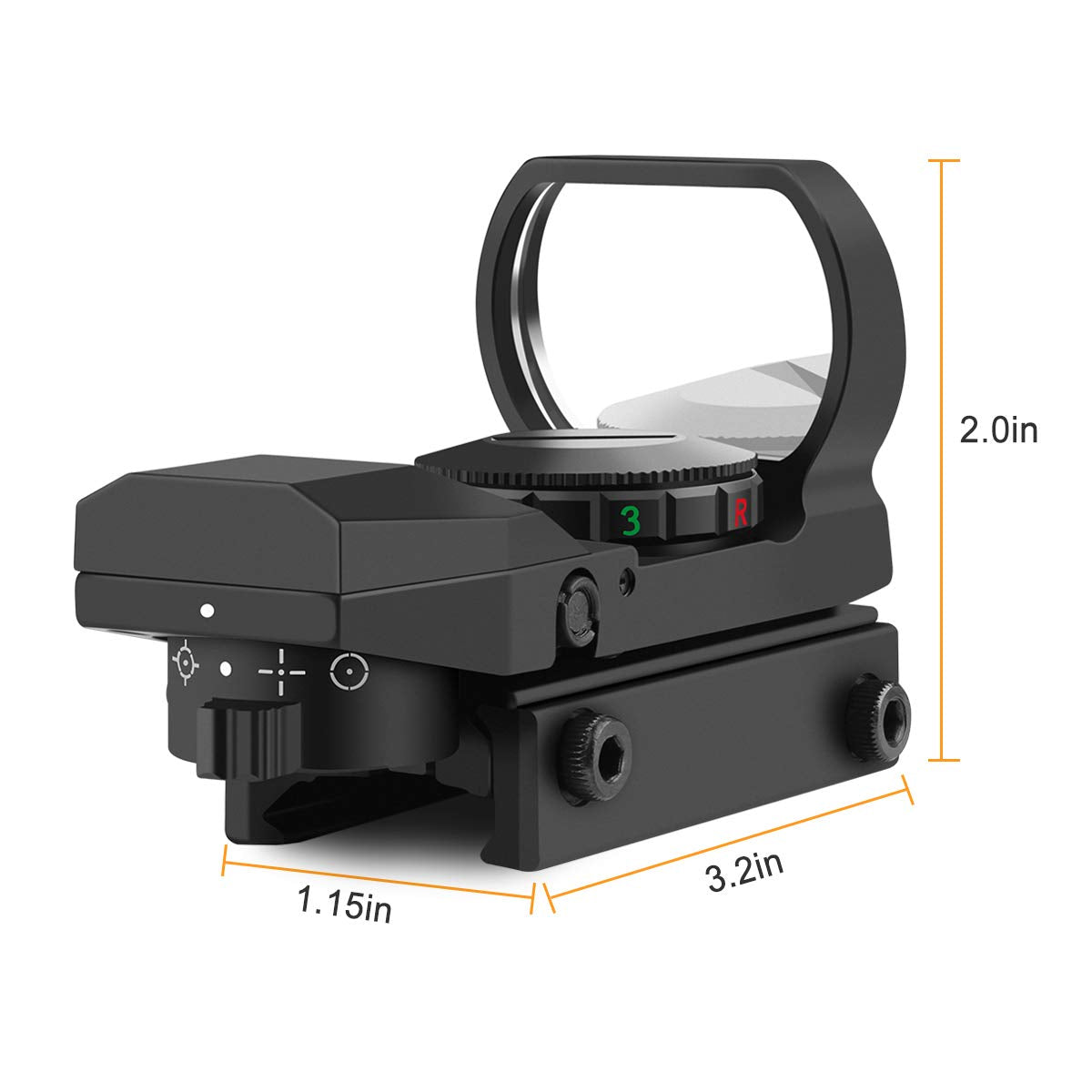 Feyachi RS-29 Reflex Sight, Red & Green Illuminated 4 Reticles Red Dot Sight Gun Sight for 20mm Picatinny Rail, 1x22x33mm