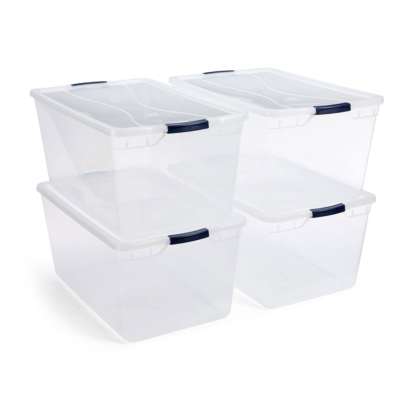 Rubbermaid Cleverstore 95 Qt Clear Storage Bins with Latching Lids, 4-Pack, Stackable, BPA-Free, Made in USA