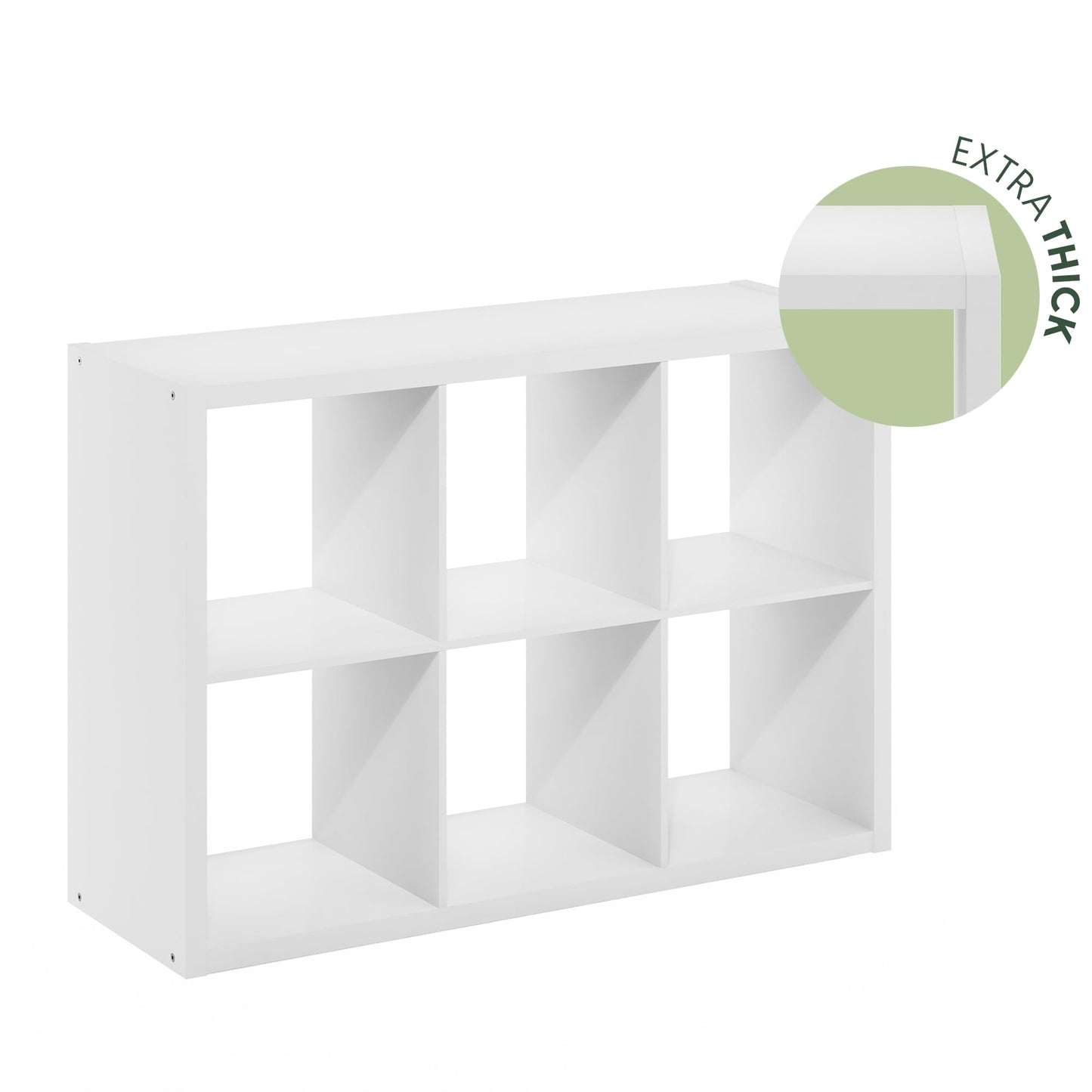 Furinno Cubicle Open Back Decorative Cube Storage Organizer, 6-Cube, White