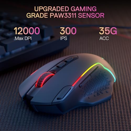 Redragon M810 MAX Wireless RGB Gaming Mouse 12000 DPI Remapping Keys