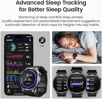 TOZO S5 Smart Watch (Answer/Make Calls), 1.43’’ AMOLED Smart Watches for Men Women 100+ Sport Modes Fitness Watch with Blood Oxygen/Sleep/Heart Rate Monitor, IP68 Waterproof Smartwatch