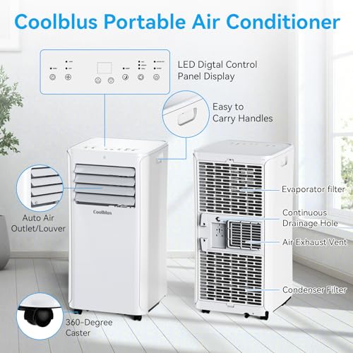 Coolblus portable air conditioner,12000 BTU portable ac unit up to 550 Sq,3 IN 1 with Remote Control,White