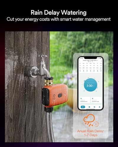 Lumary Smart Sprinkler Timer, WiFi Water Timer for Garden Hose, Brass Inlet Water Hose Timer, Manual/Automatic Irrigation Timer, App/Voice Control Work with Alexa (Gateway Included)