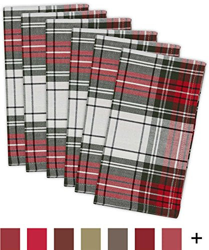 DII Tartan Plaid Collection Holiday Dining Table & Kitchen Décor, Christmas Napkin, 20x20, Red, Green & White, 6 Piece