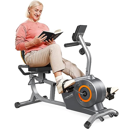 YOSUDA Recumbent Exercise Bike for Adults Seniors with Quick Adjust Seat, 350LB Capacity & 16-level Resistance, Sliver