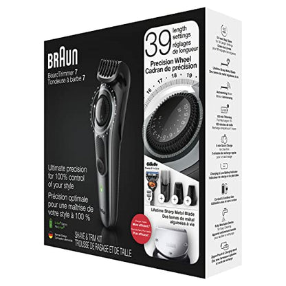 Braun Beard Detail Trimmer, Hair Clippers for Men, Cordless & Rechargeable, Mini Foil Shaver with Gillette ProGlide Razor, Silver, 10 Piece Set