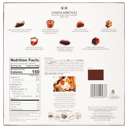 Lindt Mini Pralines, Assorted Chocolate Pralines with Premium Filling, Easter Chocolate Candy, 6.2 oz Gift Box