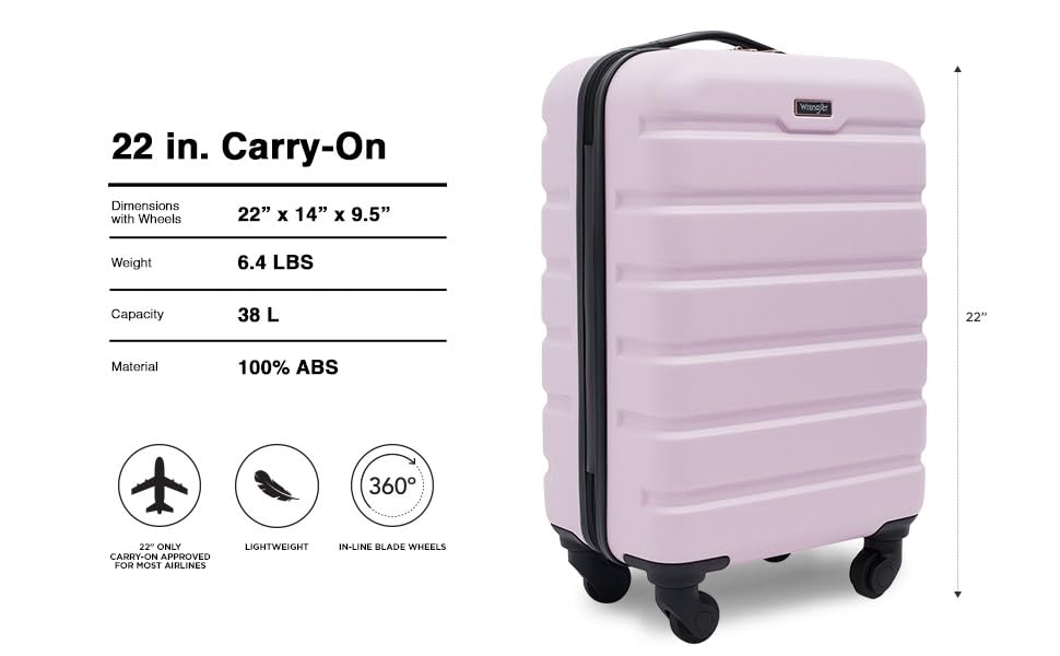 Wrangler 22" Hardside Spinner Carry-On Luggage, Lilac