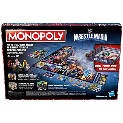 Hasbro Gaming Monopoly: Wrestlemania Edition Board Game for Ages 8 and up, Monopoly Game Inspired by WWE Wrestlemania, Family Games for 2-6 Players, Kids Games