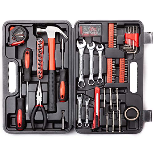 CARTMAN 148-Piece Automotive And Household Tool Set, Red Repair Kit Case