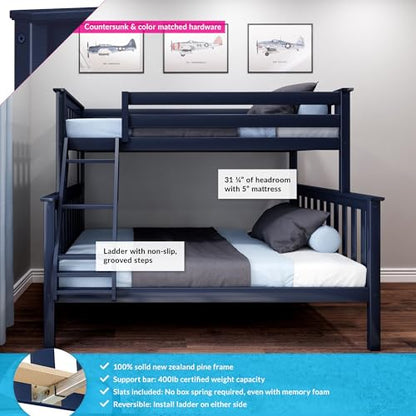 Max & Lily Classic Twin Over Full Bunk Bed, Blue