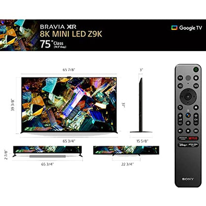 Sony 75 Inch 8K Ultra HD TV Z9K Series: BRAVIA XR 8K Mini LED Smart Google TV with Dolby Vision HDR and Exclusive Features for The Playstation® 5 XR75Z9K- Latest Model,Black
