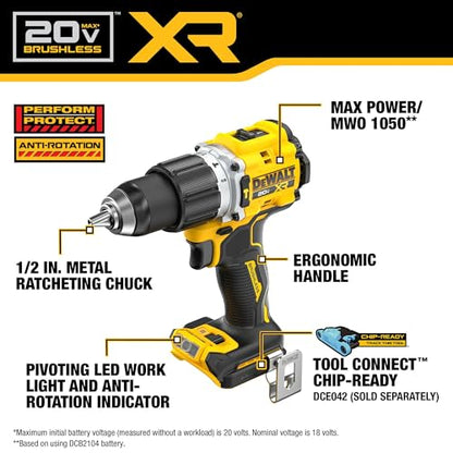 DEWALT 20V MAX XR Impact Driver and Hammer Drill Cordless Power Tool Combo Kit, Includes 2 x 4ah POWERPACK Batteries and a Charger (DCK250QQ2)