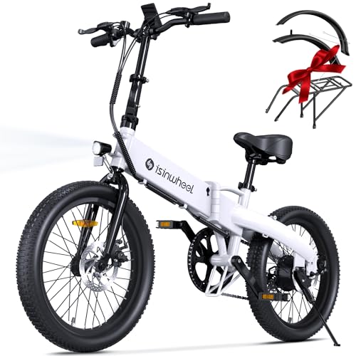 isinwheel U5 Electric Bike Adult 500W, 20" Folding Bikes, 20MPH Max Range 45+ Mile, 48V 374.4Wh Removable Battery, Weighs Only 48.5lbs, Suitable for Leisure Riding&Commuting (White)