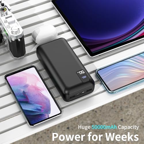 POIYTL Power Bank 50000mAh 22.5W Fast Charging Portable Charger USB-C Quick Charge with 3 Outputs & 2 Inputs LED Display Huge Capacity External Battery Pack for Most Electronic Devices on The Market