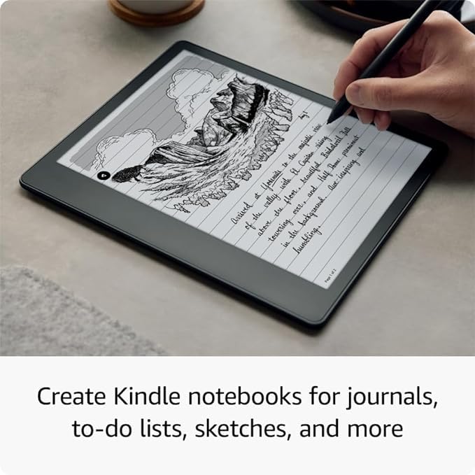 Kindle Scribe Essentials Bundle including Kindle Scribe (16 GB), Basic Pen, Leather Folio Cover with Magnetic Attach - Burgundy, and Power Adapter