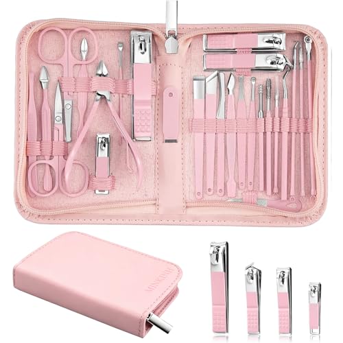 MINKINH 26-Piece Manicure Set for Women, Pink At-Home Nail Care Kit