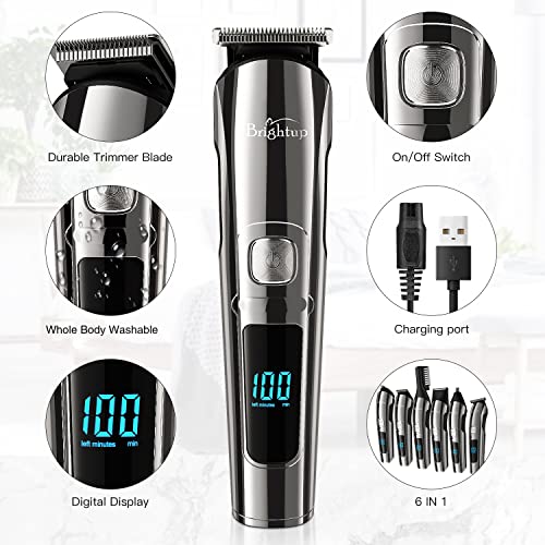 Brightup Beard Trimmer for Men - 19 Piece Mens Grooming Kit with Hair Clippers, Electric Razor, Shavers for Mustache, Body, Face, Ear, Nose Hair Trimmer, Fathers Day Gifts