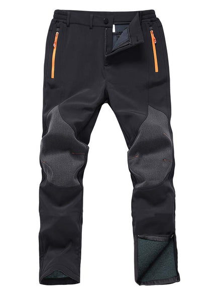Gash Hao Mens Snow Ski Waterproof Softshell Snowboard Pants Outdoor Hiking Fleece Lined Zipper Bottom Leg (180Black, 30W X 32L)