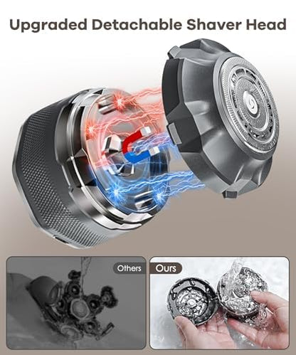 Head Shavers for Bald Men Magnetic Single Blade Electric Shaver with Super Large Blade 10000 RPM Motor IPX8 Waterproof LED Display,Head Shaver (Gray)