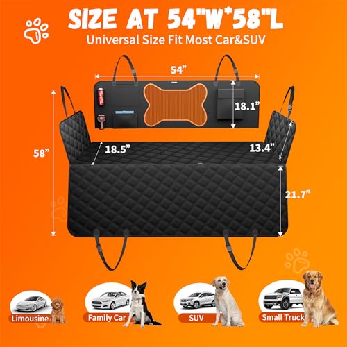 QINGTI Dog Seat Cover for Car Back Seat, SUVs & Trucks - Zipper Design Seat Protector for Dogs w/Mesh Window & Waterproof – Durable & Scratch-Proof – Pet Car Seat Cover Hammock