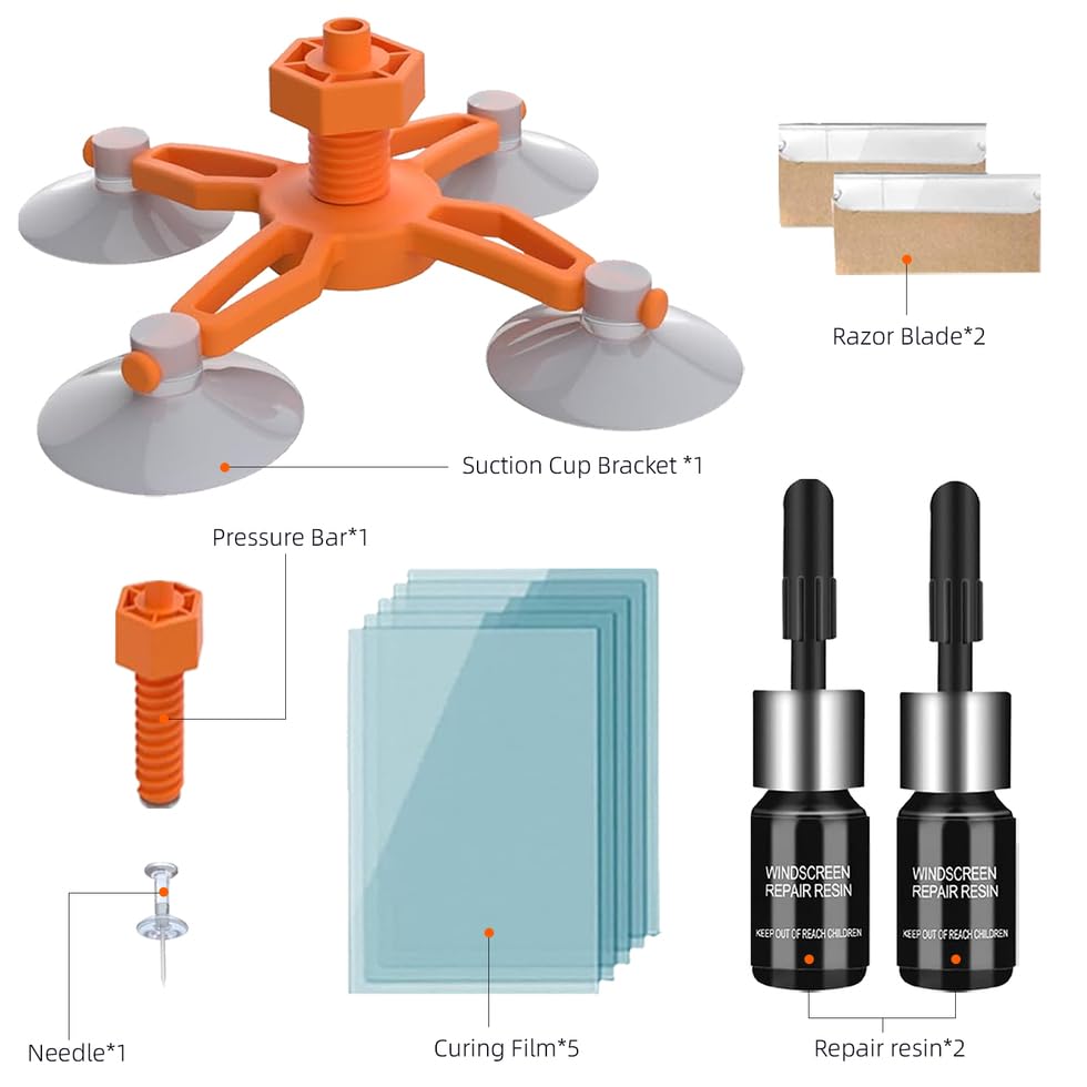LOMEEN Windshield Repair Kit 2 Pack,Glass Repair Fluid,Glass Repair Kit Windshield for Fixing Chips,Cracks, Bulls-Eye and Star-Shape Cack
