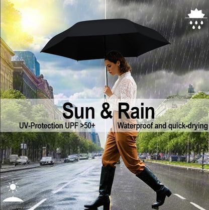 Windproof Mini Travel Folding Umbrella - UPF 50+ Sun & Rain Protection, Small Compact Lightweight Design Fits in Pocket or Bag, Eco-Friendly Fabric Wallet Umbrella for Commuter, Men Women Boys Girls