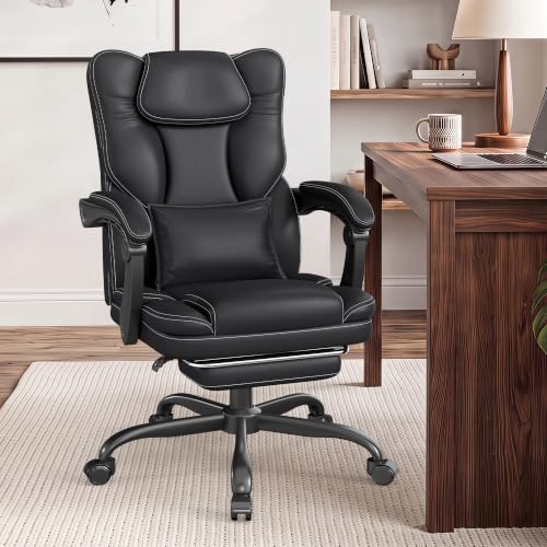 Ergonomic Office Chair, Executive Computer Desk Chair with Foot Rest, Black