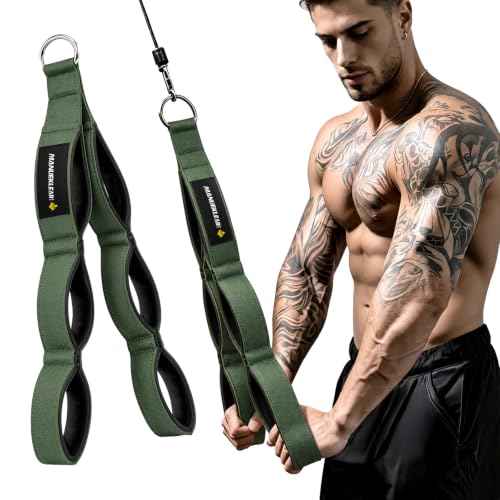 MANUEKLEAR 24-Inch 3-Grip Tricep Rope Cable Attachment for Gym Greater ROM