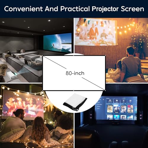 TMY Mini Projector, Upgraded Bluetooth Projector with Screen, 1080P Full HD Portable Projector, Movie Projector Compatible with TV Stick Smartphone/HDMI/USB, indoor & outdoor use